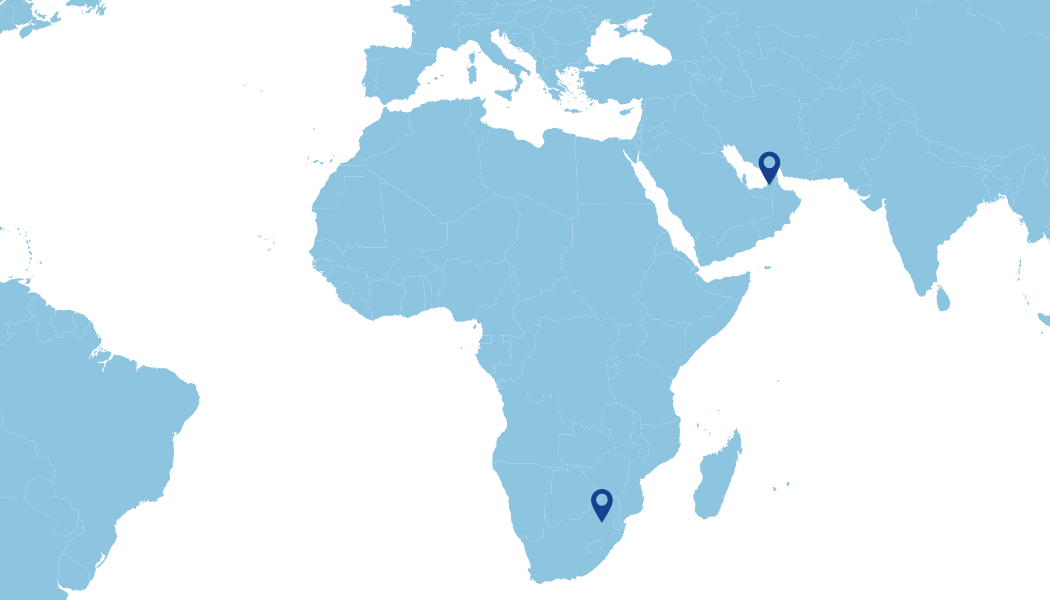 Map highlighting locations in Africa and Middle East.
